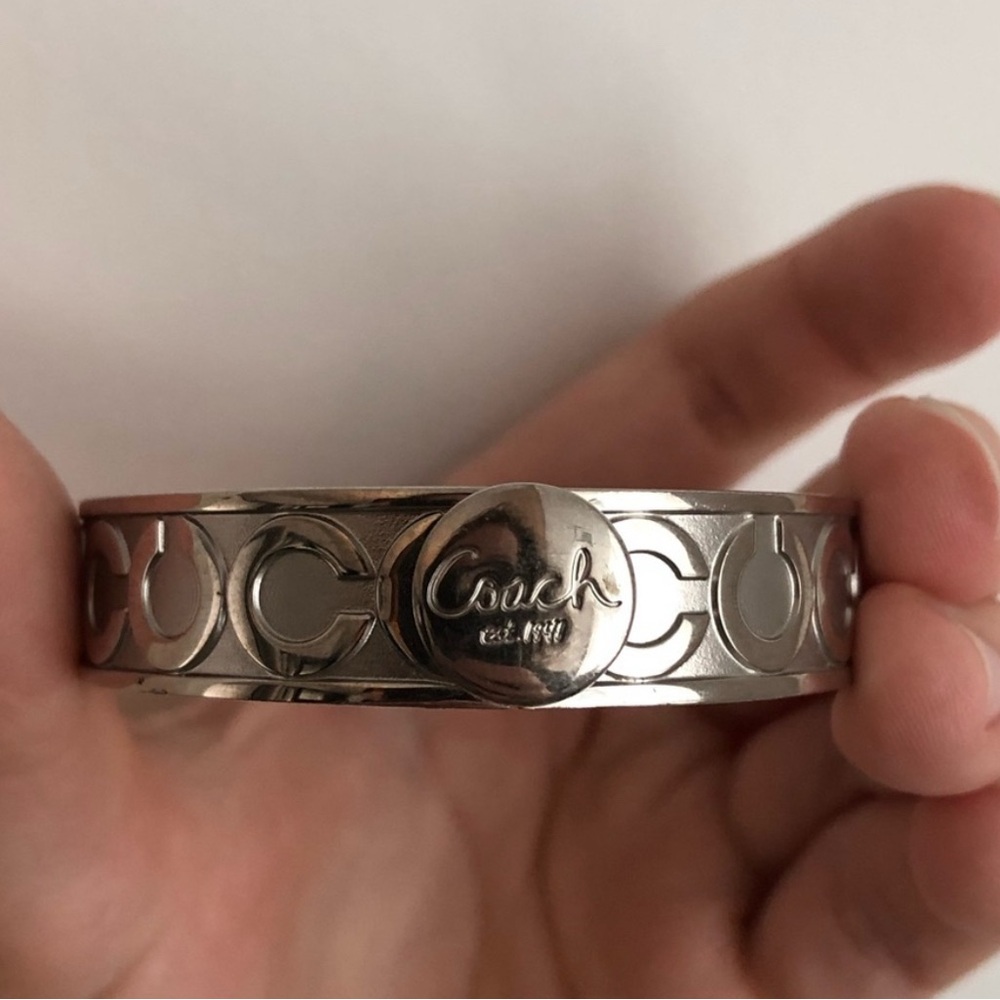 Coach Silver Logo Cuff Bracelet